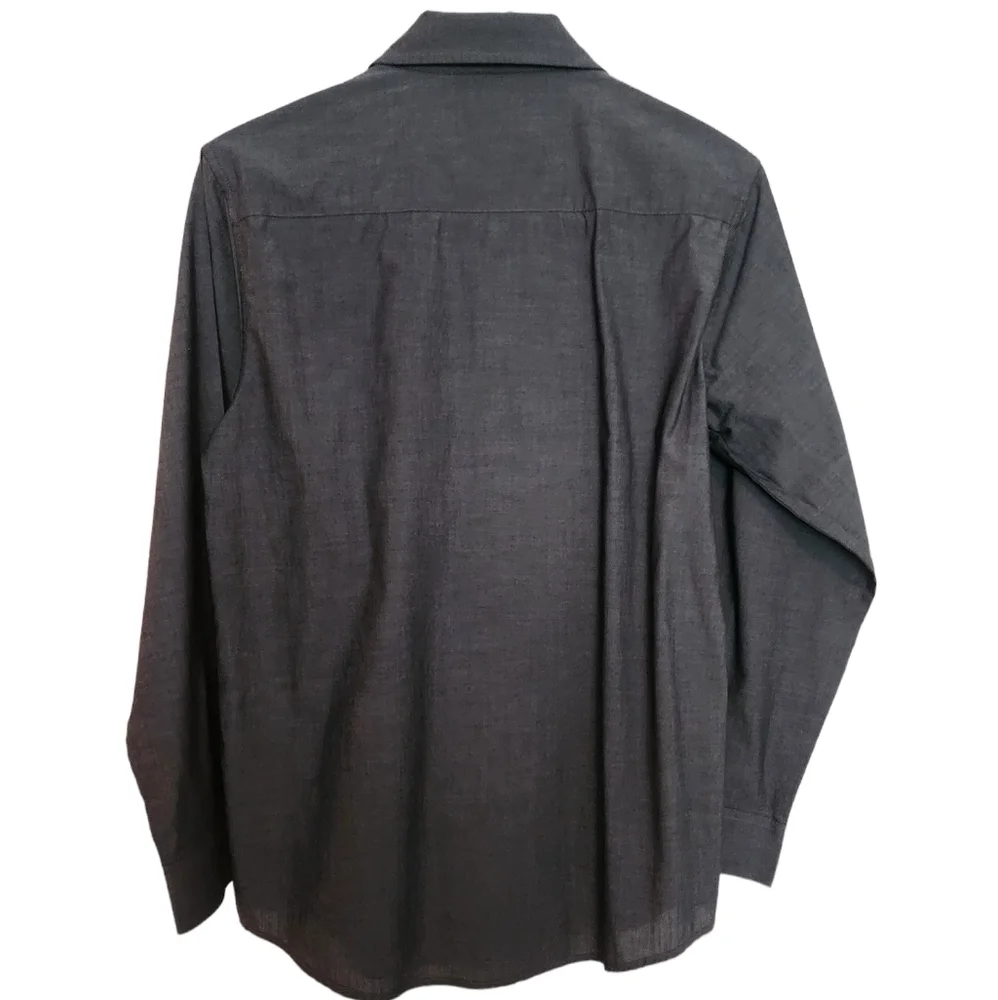 CHAPS Gray Button Front Long Sleeve Shirt SZ Large - Picture 2 of 7